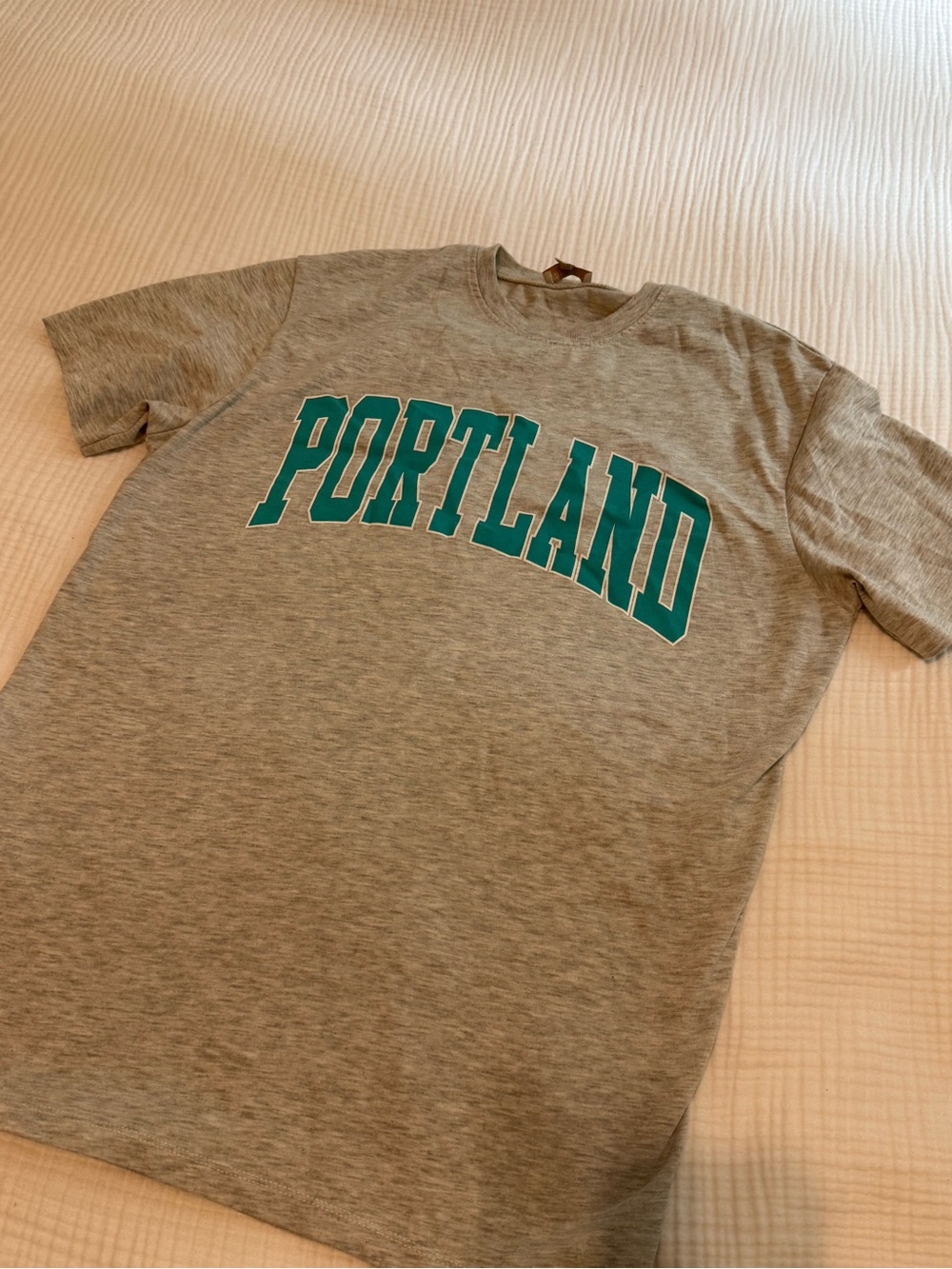 Portland Graphic Tee - Grey with Teal Logo